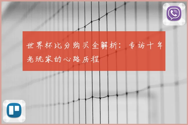 世界杯比分购买全解析:专访十年老玩家的心路历程